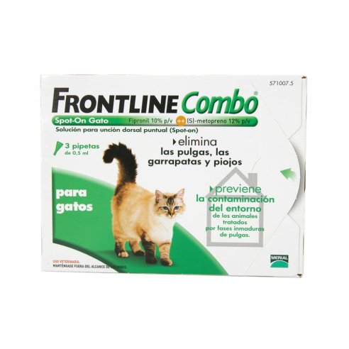 FRONTLINE COMBO 60/50 mg SOLUCION SPOT-ON PARA GATOS 3 PIPETAS 0,5 ml