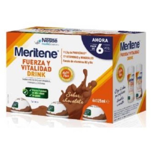 MERITENE FUERZA Y VITALIDAD DRINK 6 UNIDADES 125 ml PACK SABOR CHOCOLATE