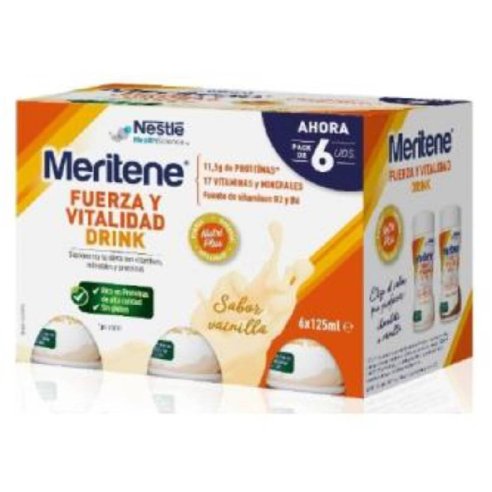 MERITENE FUERZA Y VITALIDAD DRINK 6 UNIDADES 125 ml PACK SABOR VAINILLA