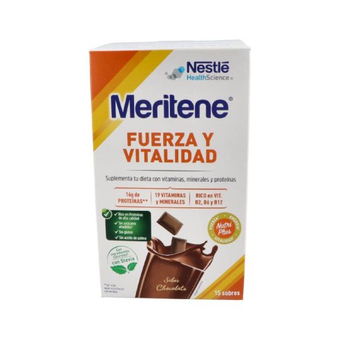 MERITENE FUERZA Y VITALIDAD BATIDO 15 SOBRES 30 G SABOR CHOCOLATE