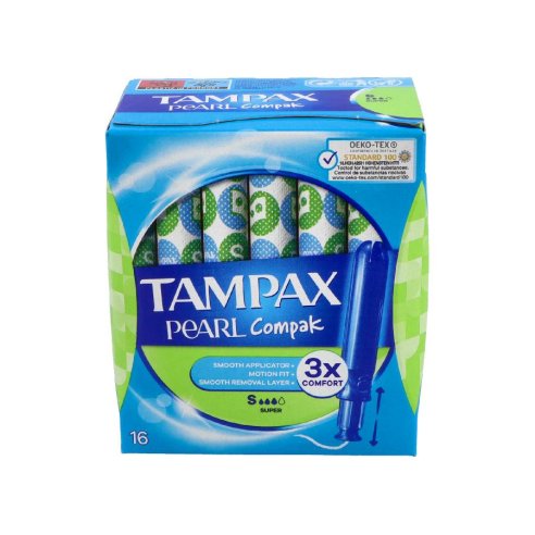 TAMPAX COMPAK PEARL TAMPON 100ALGODON 16 UNIDADES SUPER