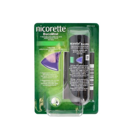 NICORETTE BUCOMIST 1 mg/PULSACION SOLUCION PARA PULVERIZACION BUCAL 1 ENVASE 13,2 ml (150 DOSIS)