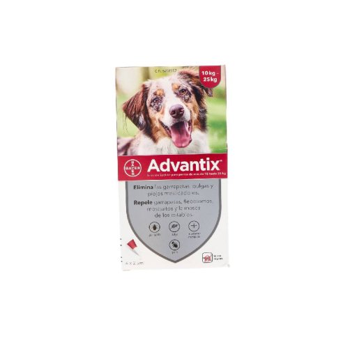 ADVANTIX 250/1250 MG SOLUCION SPOT-ON PERROS  10-25 KG 4 PIPETAS CORTAS 2,5 ML