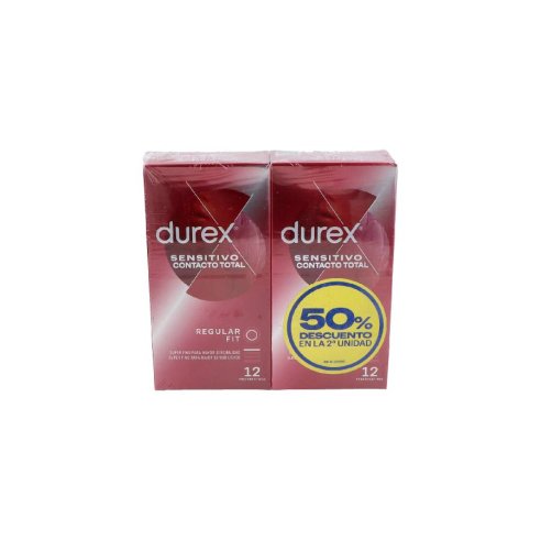 DUREX SENSITIVO CONTACTO TOTAL PRESERVATIVOS 12 PRESERVATIVOS 2 CAJAS