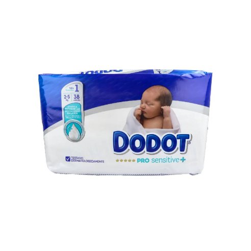 PAÑAL INFANTIL DODOT PRO SENSITIVE TALLA 1 2-5 KG 38 UNIDADES