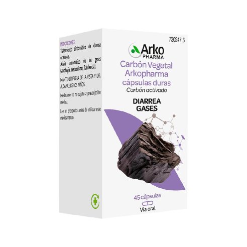 CARBON VEGETAL ARKOPHARMA 225 mg 45 CAPSULAS