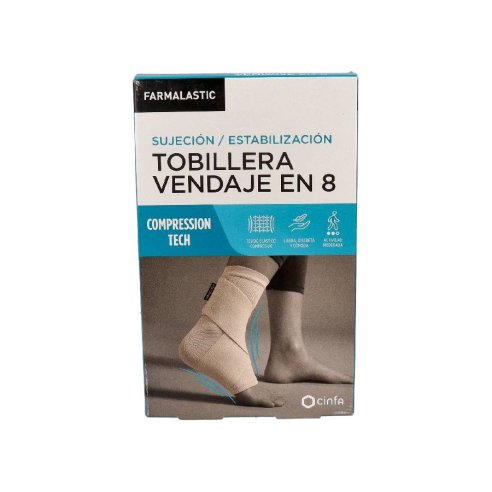 TOBILLERA VENDAJE EN 8 FARMALASTIC COMPRESSION TECH 1 UNIDAD TALLA MEDIANA COLOR BEIGE