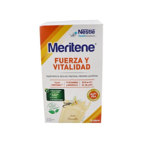 MERITENE FUERZA Y VITALIDAD BATIDO 15 SOBRES 30 G SABOR VAINILLA