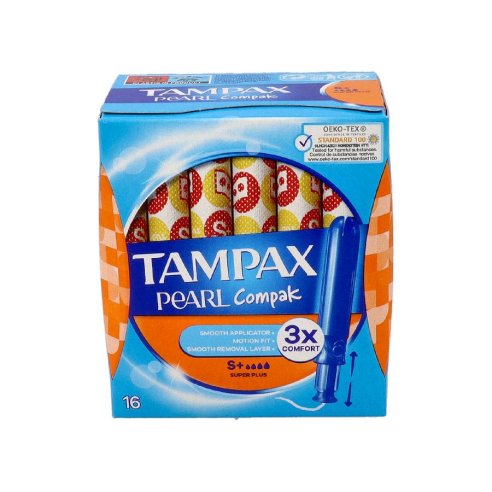 TAMPAX COMPAK PEARL TAMPON 100ALGODON 16 UNIDADES SUPER PLUS