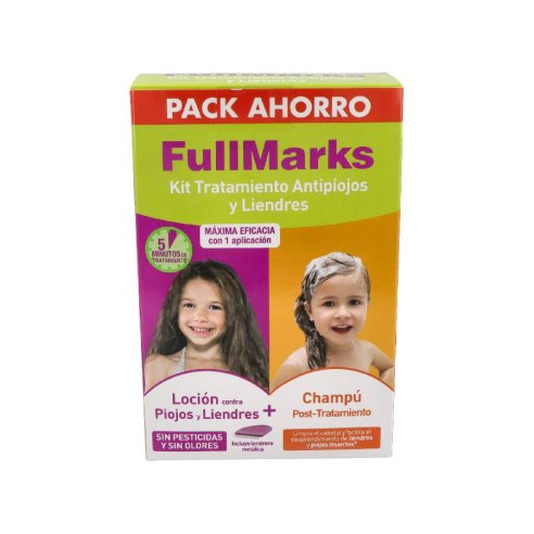 FULLMARKS ANTIPIOJOS Y LIENDRES CHAMPU  LOCION PEDICULICIDA 1 ENVASE 100 ml  1 ENVASE 150 ml KIT