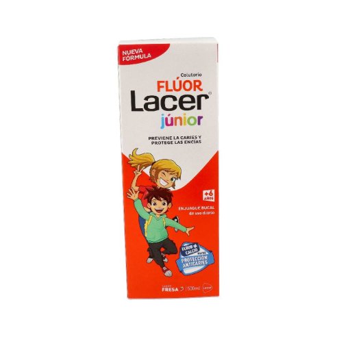 FLUOR LACER JUNIOR ENJUAGUE BUCAL DE USO DIARIO 1 ENVASE 500 ml SABOR FRESA