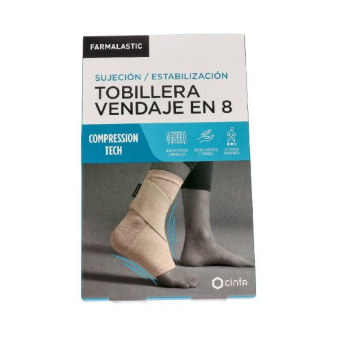 TOBILLERA VENDAJE EN 8 FARMALASTIC COMPRESSION TECH 1 UNIDAD TALLA EXTRAGRANDE COLOR BEIGE