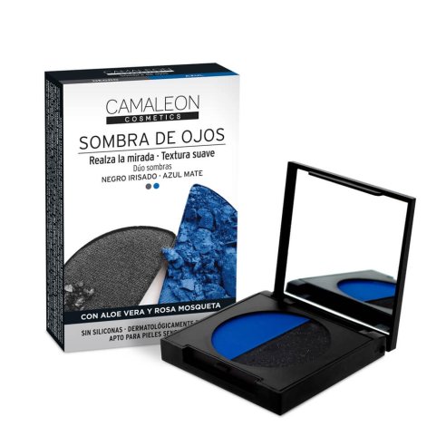 CAMALEON COSMETICS SOMBRA DE OJOS DUO 1 CAJA (2 SOMBRAS 2,3 G) COLOR NEGRO  AZUL