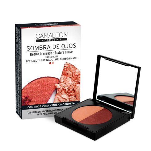 CAMALEON COSMETICS SOMBRA DE OJOS DUO 1 CAJA (2 SOMBRAS 2,3 G) COLOR TERRACOTA  MELOCOTON