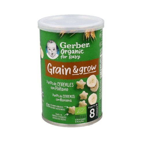 GERBER ORGANIC PUFFS CEREALES CON PLATANO 1 LATA 35 G